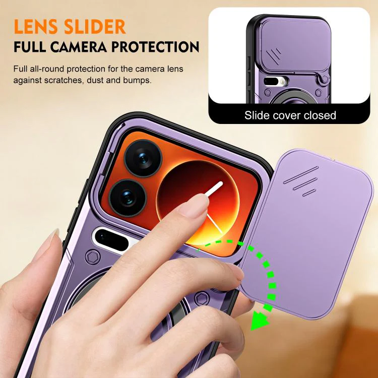 For Xiaomi 17 Pro Ring Holder Lens Slide Cover Phone Case(Red) - Image 5