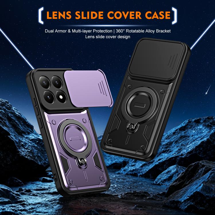 For Xiaomi 17 Ring Holder Lens Slide Cover Phone Case(Orange) - Image 2