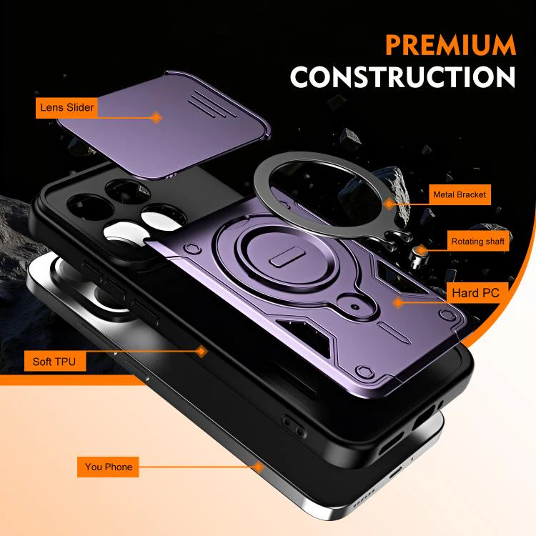 For Xiaomi 17 Ring Holder Lens Slide Cover Phone Case(Orange) - Image 7