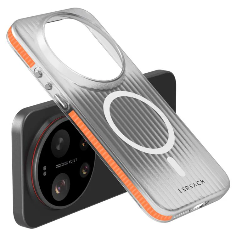 For Xiaomi 17 Ultra LeReach TOC Icicle Series Ice Mist Double-Sided Non-Slip Magnetic Phone Case(Orange) - Image 4