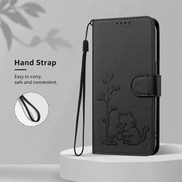 For Xiaomi 17 Ultra YX0014 Cat Watering Tree Buckle Vegan Leather Phone Case with Lanyard(Black) - Image 8
