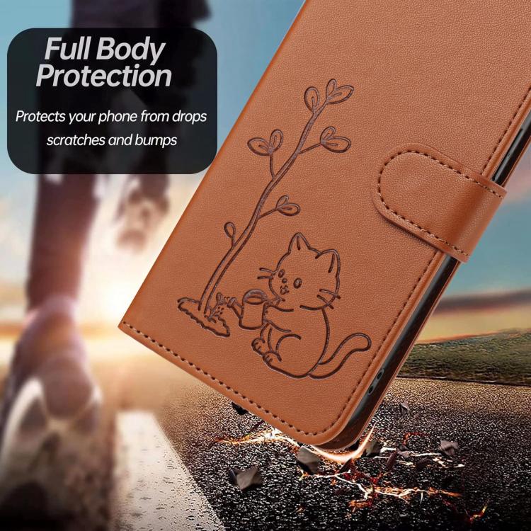 For Xiaomi 17 Ultra YX0014 Cat Watering Tree Buckle Vegan Leather Phone Case with Lanyard(Coffee Brown) - Image 7