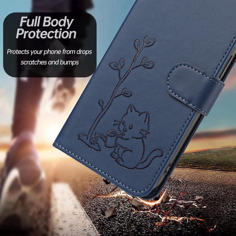 For Xiaomi 17 Ultra YX0014 Cat Watering Tree Buckle Vegan Leather Phone Case with Lanyard(Dark Blue) - Image 7