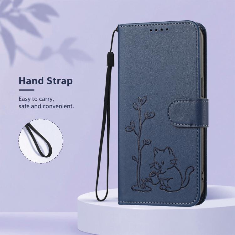 For Xiaomi 17 Ultra YX0014 Cat Watering Tree Buckle Vegan Leather Phone Case with Lanyard(Dark Blue) - Image 8