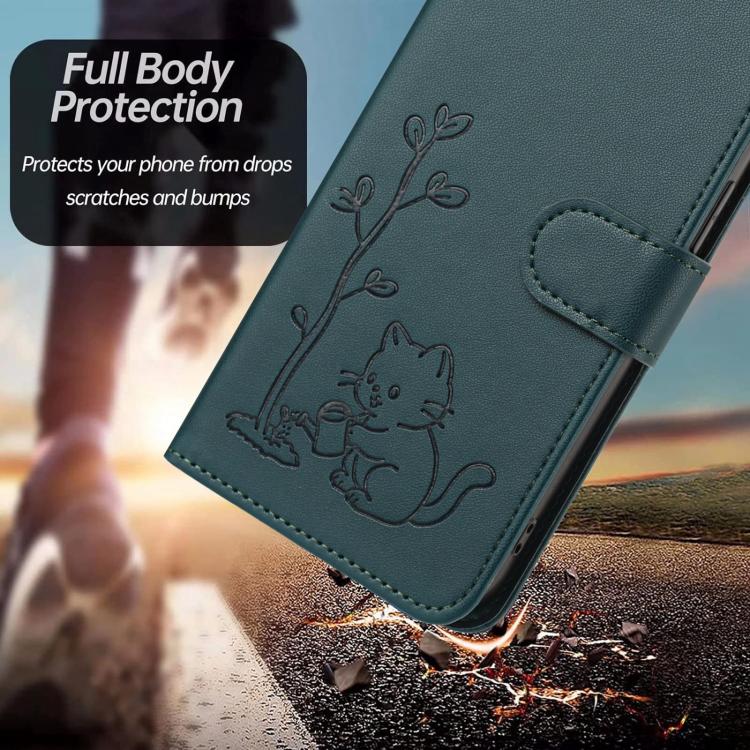 For Xiaomi 17 Ultra YX0014 Cat Watering Tree Buckle Vegan Leather Phone Case with Lanyard(Dark Green) - Image 7