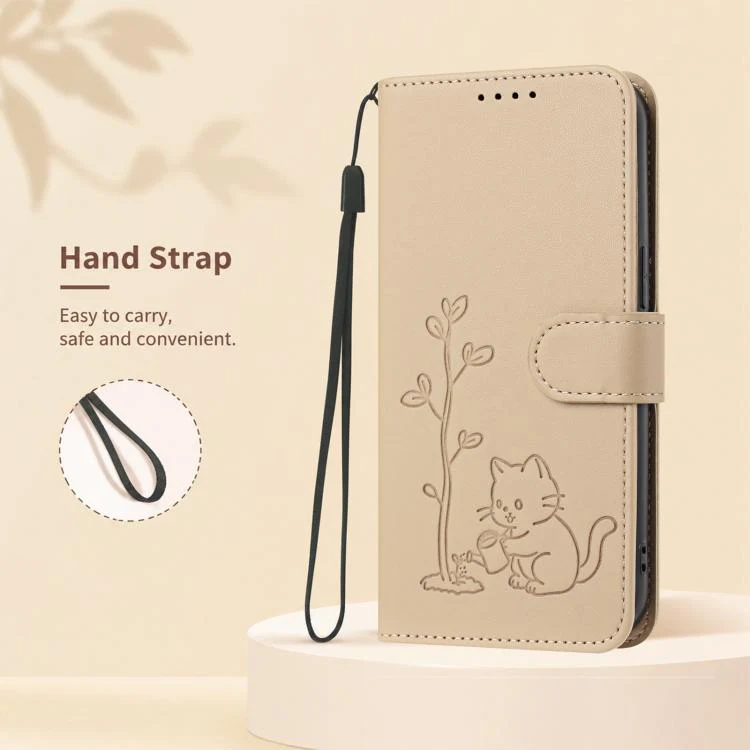 For Xiaomi 17 Ultra YX0014 Cat Watering Tree Buckle Vegan Leather Phone Case with Lanyard(Gold) - Image 8