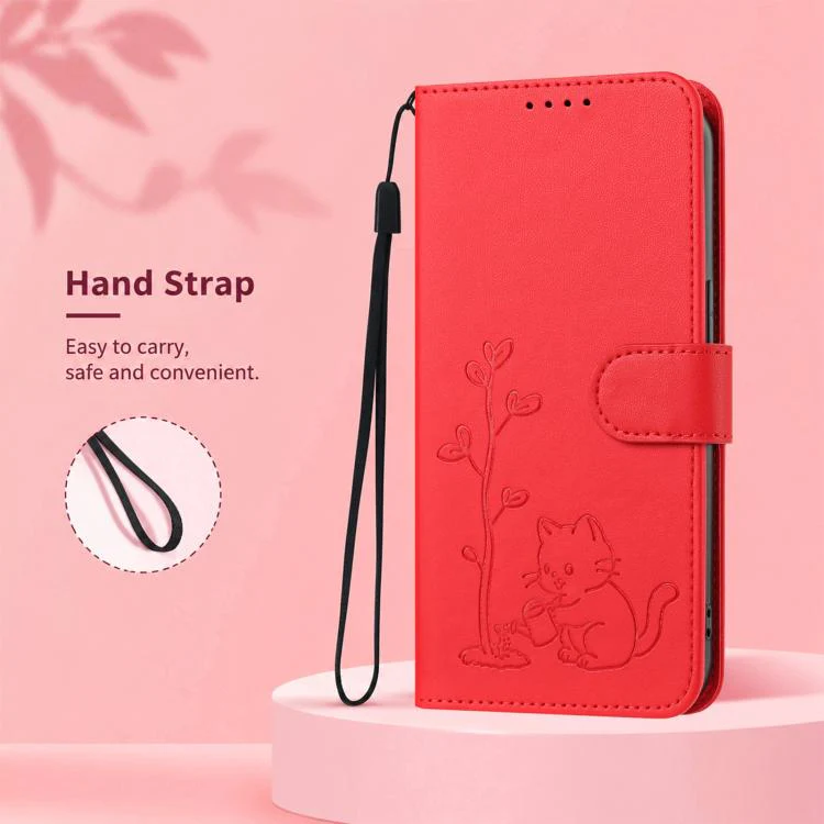 For Xiaomi 17 Ultra YX0014 Cat Watering Tree Buckle Vegan Leather Phone Case with Lanyard(Red) - Image 8