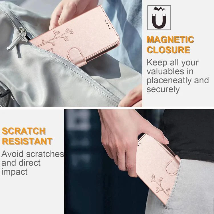 For Xiaomi 17 Ultra YX0014 Cat Watering Tree Buckle Vegan Leather Phone Case with Lanyard(Rose Gold) - Image 6