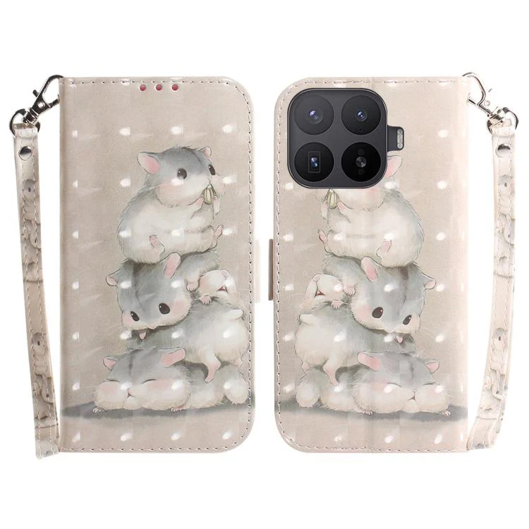 For Xiaomi 17T 5G 3D Colored Flip Leather Phone Case(Squirrels)