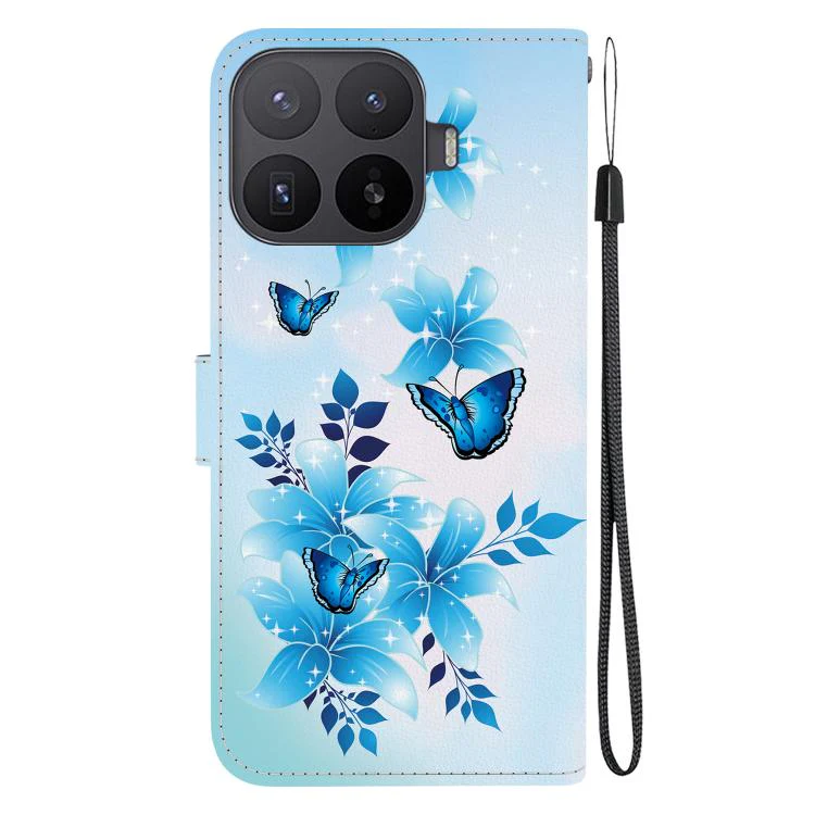 For Xiaomi 17T 5G Crystal Texture Colored Drawing Leather Phone Case(Blue Butterflies) - Image 3