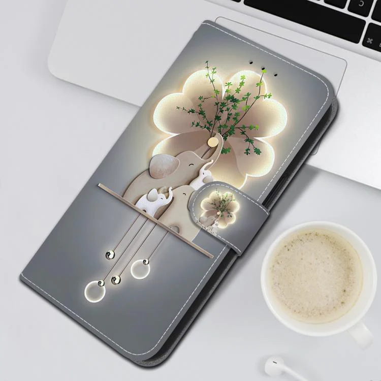 For Xiaomi 17T 5G Crystal Texture Colored Drawing Leather Phone Case(Elephants) - Image 7