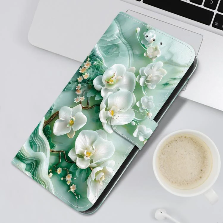 For Xiaomi 17T 5G Crystal Texture Colored Drawing Leather Phone Case(Jade Flowers) - Image 7