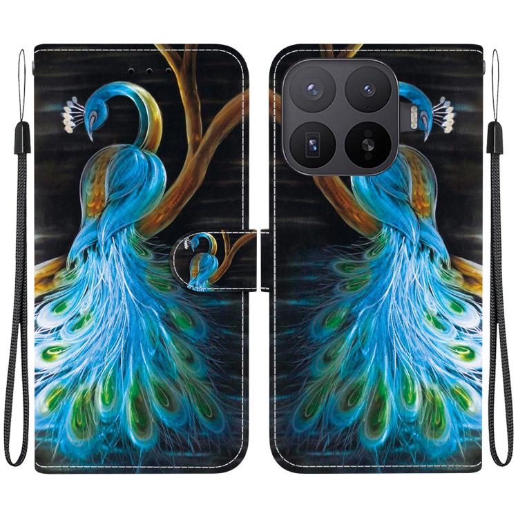 For Xiaomi 17T 5G Crystal Texture Colored Drawing Leather Phone Case(Peacock)