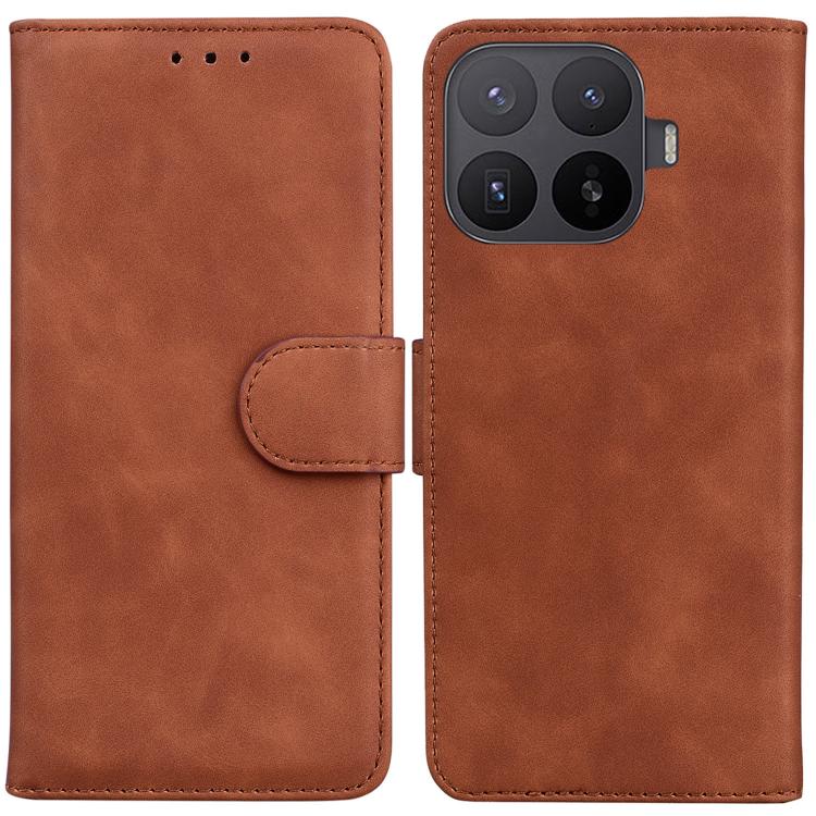 For Xiaomi 17T 5G Skin Feel Pure Color Flip Leather Phone Case(Brown)