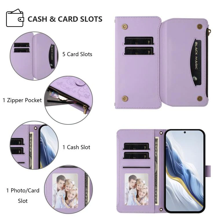 For Xiaomi 17T Pro 5G Butterfly Love Flower Multi-card Zipper Wallet Leather Phone Case(Light Purple) - Image 3