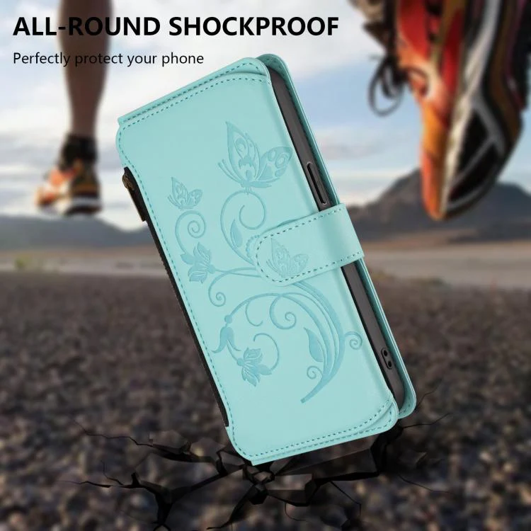 For Xiaomi 17T Pro 5G Butterfly Love Flower Multi-card Zipper Wallet Leather Phone Case(Mint Green) - Image 5