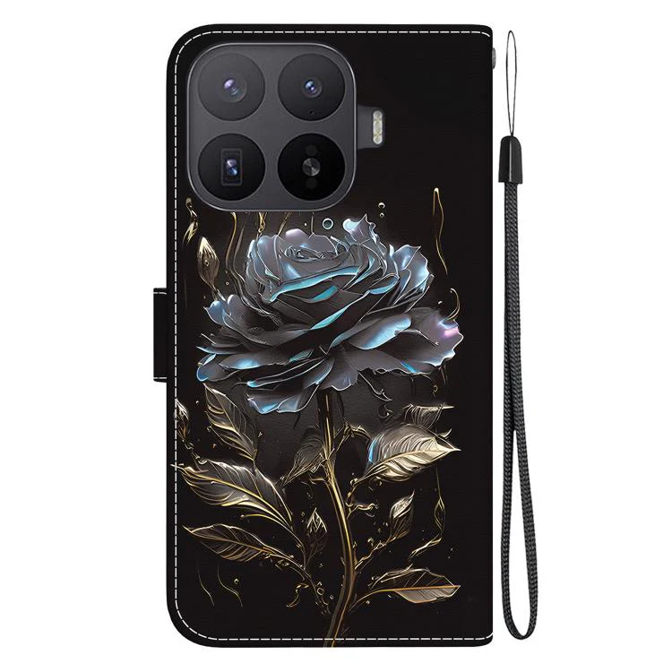 For Xiaomi 17T Pro 5G Crystal Texture Colored Drawing Leather Phone Case(Black Rose) - Image 3