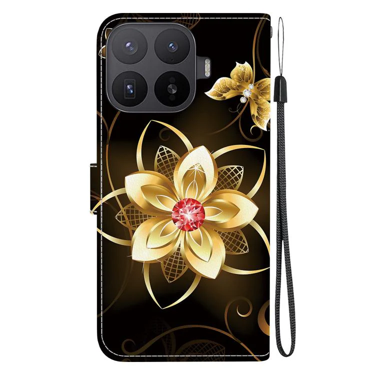 For Xiaomi 17T Pro 5G Crystal Texture Colored Drawing Leather Phone Case(Gold Flower) - Image 3