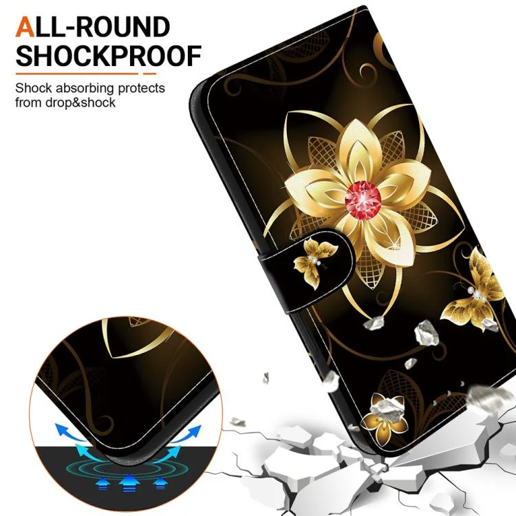 For Xiaomi 17T Pro 5G Crystal Texture Colored Drawing Leather Phone Case(Gold Flower) - Image 5