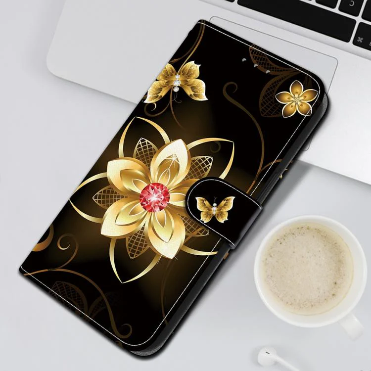 For Xiaomi 17T Pro 5G Crystal Texture Colored Drawing Leather Phone Case(Gold Flower) - Image 7