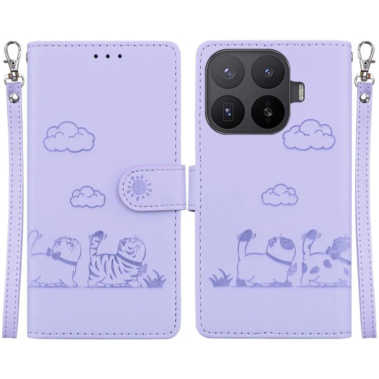 For Xiaomi 17T Pro 5G Cute Cats RFID Leather Phone Case(Purple)