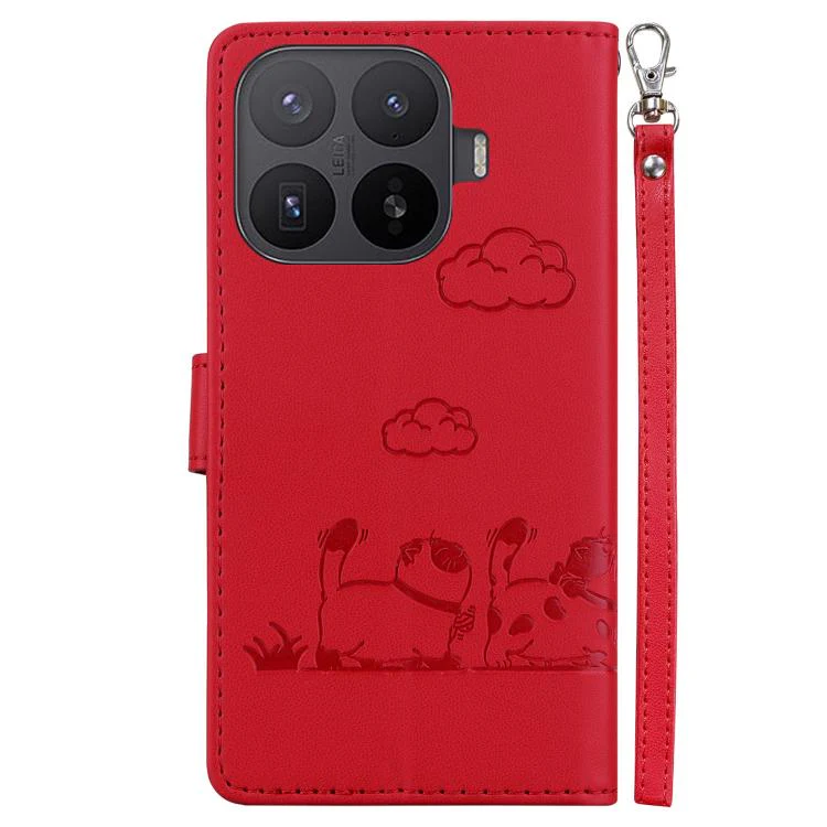 For Xiaomi 17T Pro 5G Cute Cats RFID Leather Phone Case(Red) - Image 3