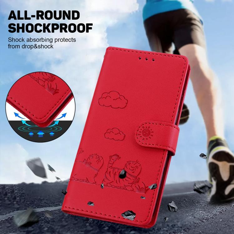 For Xiaomi 17T Pro 5G Cute Cats RFID Leather Phone Case(Red) - Image 4