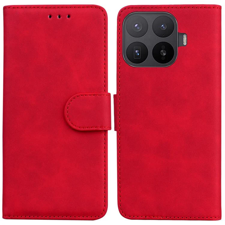 For Xiaomi 17T Pro 5G Skin Feel Pure Color Flip Leather Phone Case(Red)