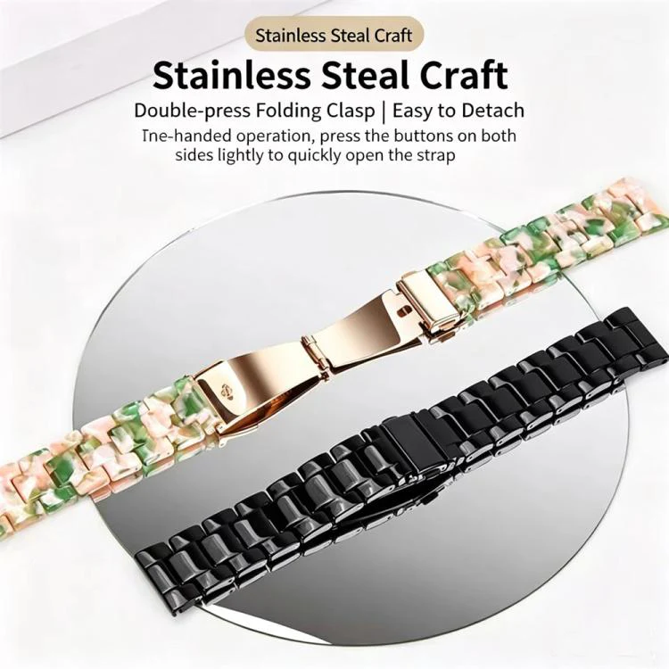 For Xiaomi Band 10 Pro / Redmi Watch 6 / 5 Butterfly Clasp Three Beads Resin Watch Band with Removal Tool(Pastel Pink) - Image 4