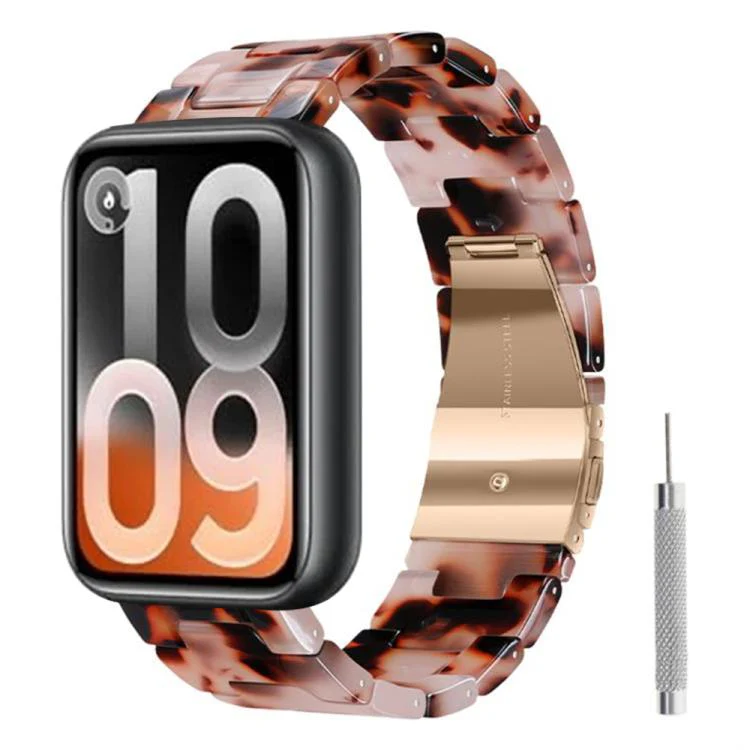 For Xiaomi Band 10 Pro / Redmi Watch 6 / 5 Butterfly Clasp Three Beads Resin Watch Band with Removal Tool(Red Gray)