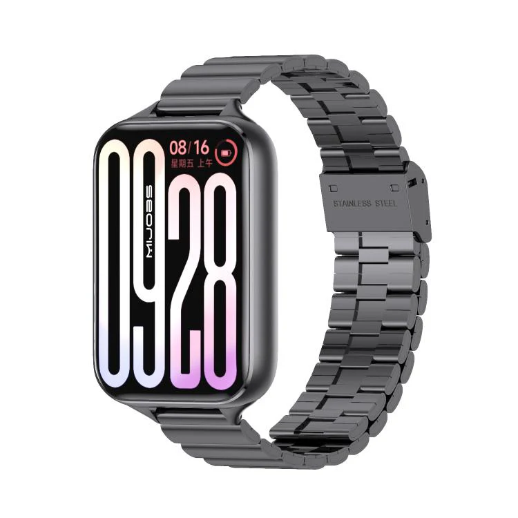 For Xiaomi Band 10 Pro / Redmi Watch 6 / 5 MIJOBS Bamboo-Link Buckle Stainless Steel Watch Band(Black)