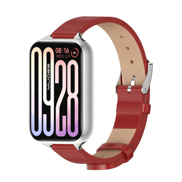 For Xiaomi Band 10 Pro / Redmi Watch 6 / 5 MIJOBS Microfiber Vegan Leather Watch Band(Red Silver)