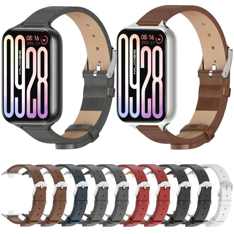 For Xiaomi Band 10 Pro / Redmi Watch 6 / 5 MIJOBS Microfiber Vegan Leather Watch Band(Red Silver) - Image 5