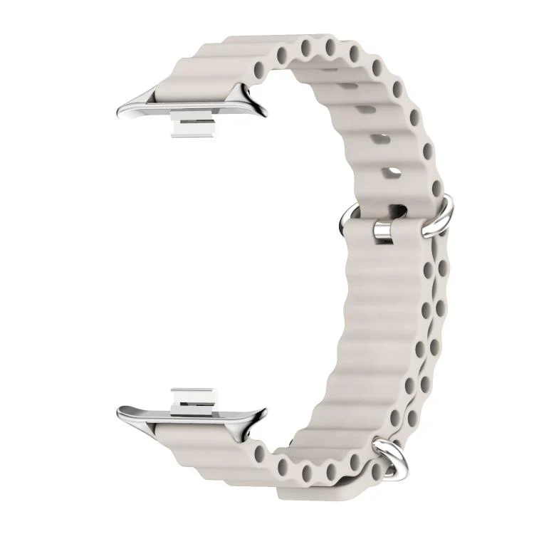 For Xiaomi Band 10 Pro / Redmi Watch 6 / 5 MIJOBS Ocean Silicone Breathable Watch Band(Grey+Silver) - Image 2