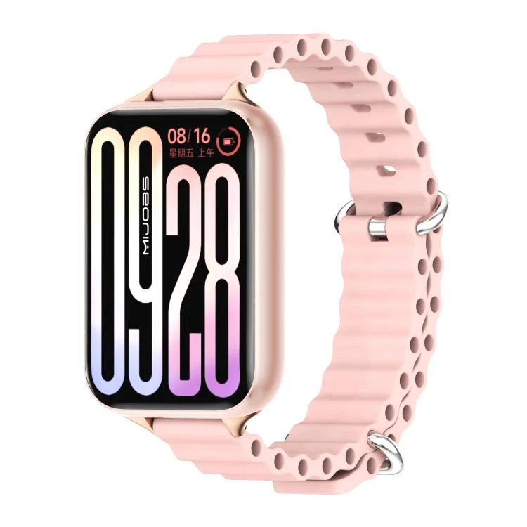 For Xiaomi Band 10 Pro / Redmi Watch 6 / 5 MIJOBS Ocean Silicone Breathable Watch Band(Pink+Rose Gold)