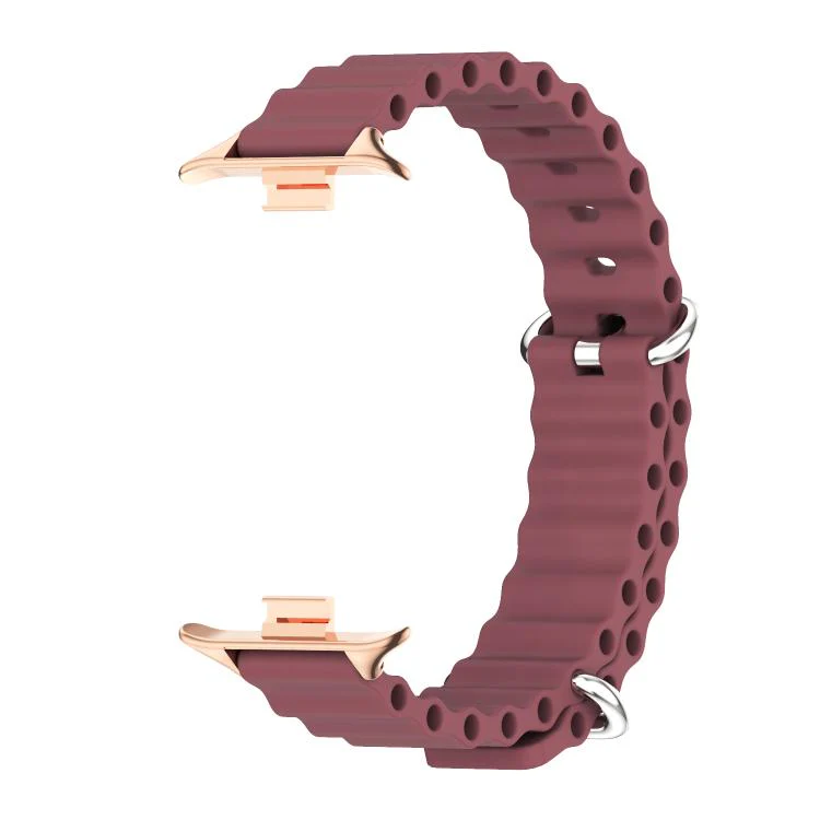 For Xiaomi Band 10 Pro / Redmi Watch 6 / 5 MIJOBS Ocean Silicone Breathable Watch Band(Wine Red+Rose Gold) - Image 2