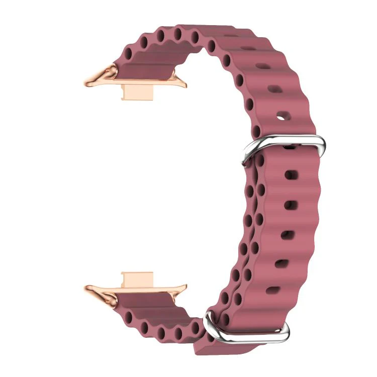 For Xiaomi Band 10 Pro / Redmi Watch 6 / 5 MIJOBS Ocean Silicone Breathable Watch Band(Wine Red+Rose Gold) - Image 4