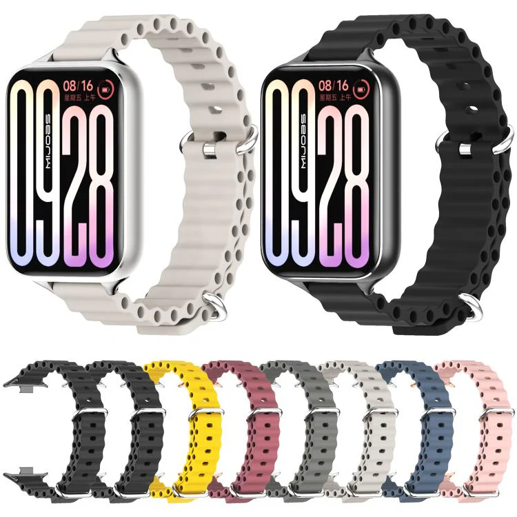 For Xiaomi Band 10 Pro / Redmi Watch 6 / 5 MIJOBS Ocean Silicone Breathable Watch Band(Wine Red+Rose Gold) - Image 5