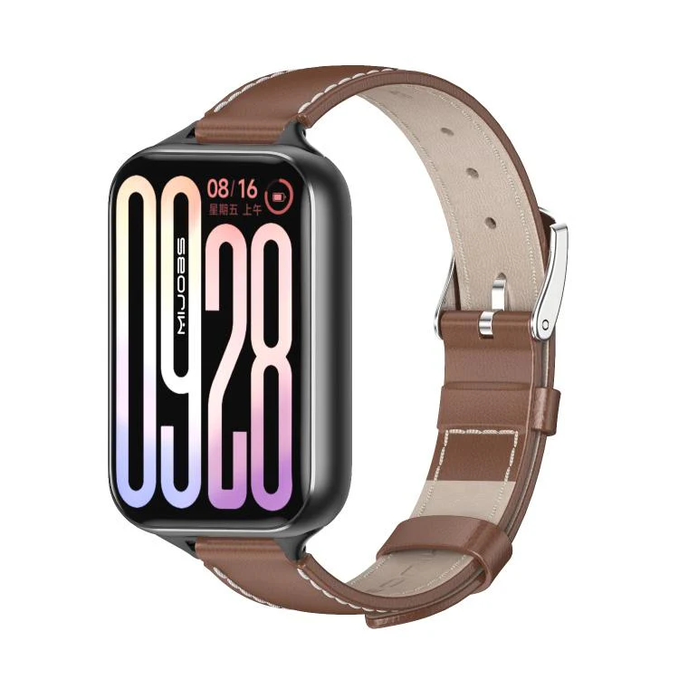 For Xiaomi Band 10 Pro / Redmi Watch 6 / 5 MIJOBS Top Grain Cowhide Watch Band(Brown Black)