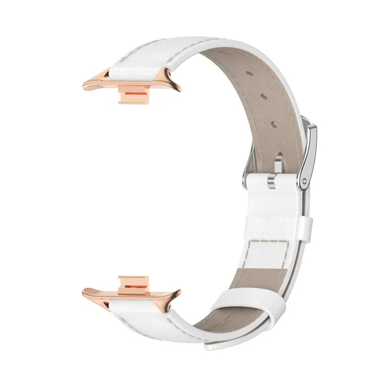 For Xiaomi Band 10 Pro / Redmi Watch 6 / 5 MIJOBS Top Grain Cowhide Watch Band(White Rose Gold) - Image 2