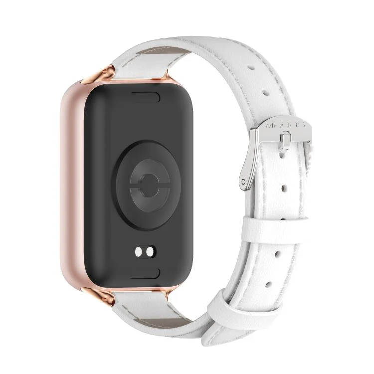 For Xiaomi Band 10 Pro / Redmi Watch 6 / 5 MIJOBS Top Grain Cowhide Watch Band(White Rose Gold) - Image 3