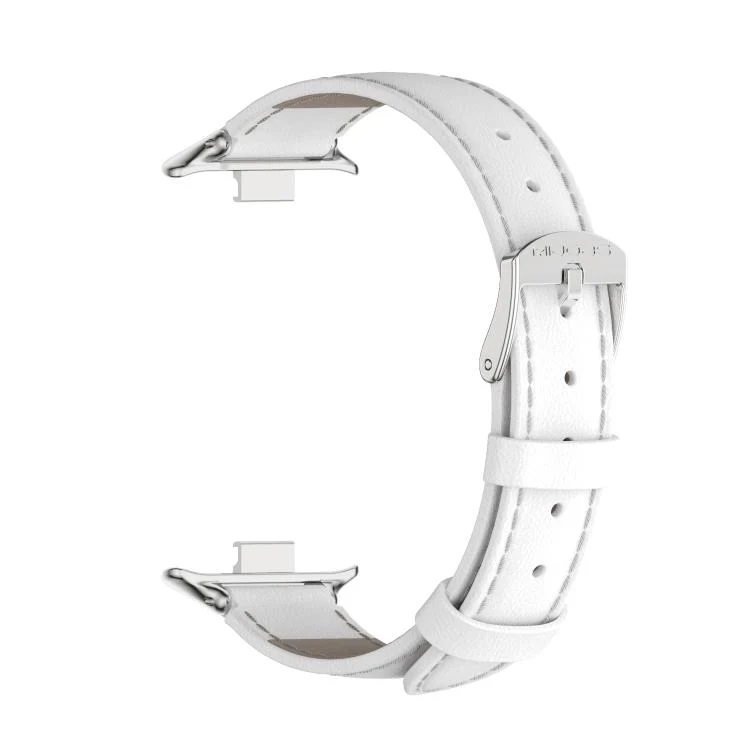 For Xiaomi Band 10 Pro / Redmi Watch 6 / 5 MIJOBS Top Grain Cowhide Watch Band(White Silver) - Image 4