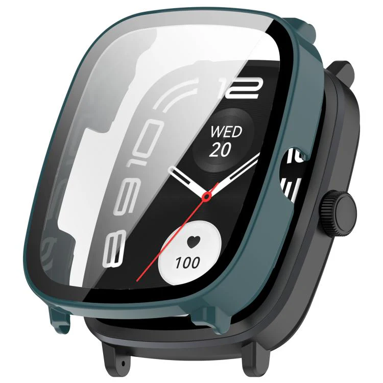 For Xiaomi Haylou RS5 Tempered Glass Film Integrated PC Watch Protective Case(Pine Green)