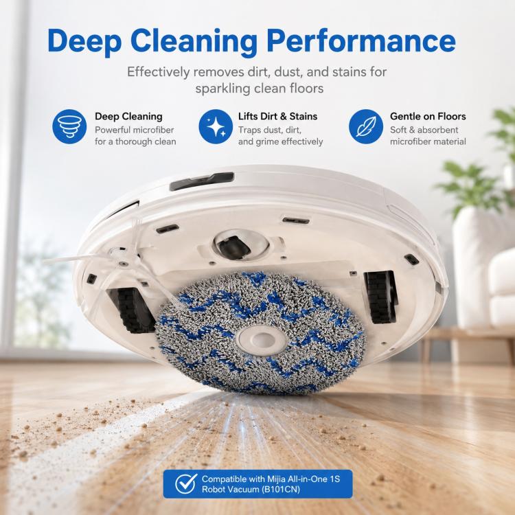 For Xiaomi Mijia Omni Robot Vacuum Mop B101CN / 1S / 2 / 2S Replacement Parts, Blue Striped Mop Pad - Image 4