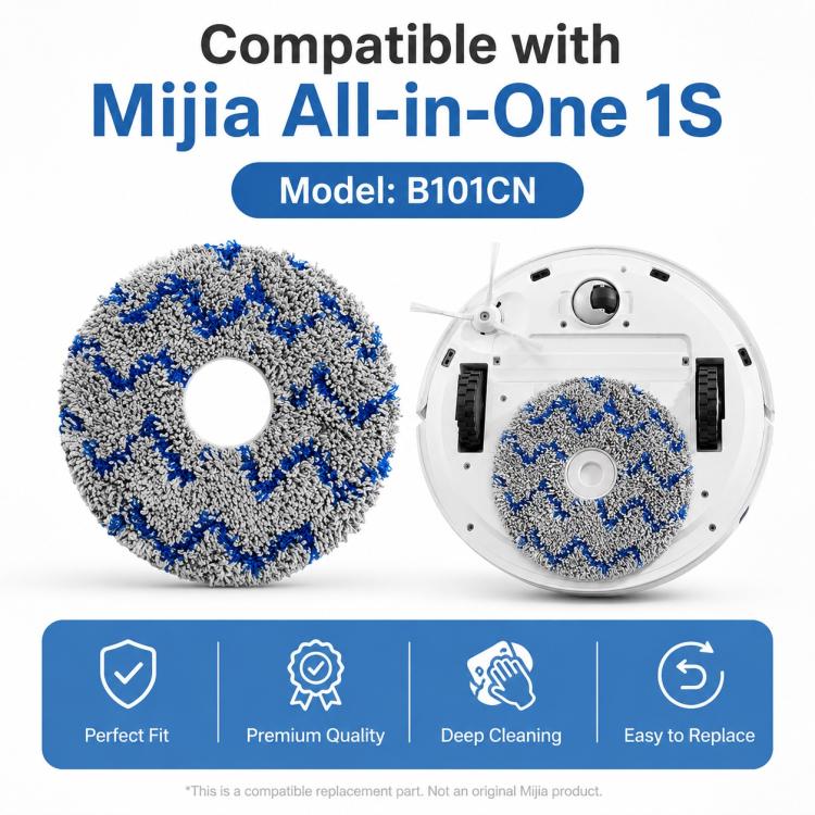 For Xiaomi Mijia Omni Robot Vacuum Mop B101CN / 1S / 2 / 2S Replacement Parts, Blue Striped Mop Pad - Image 7