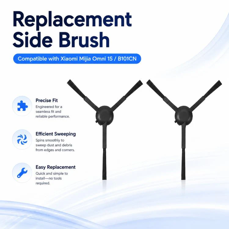 For Xiaomi Mijia Omni Robot Vacuum Mop B101CN / 1S / 2 / 2S Replacement Parts, Dual Black Side Brush - Image 3
