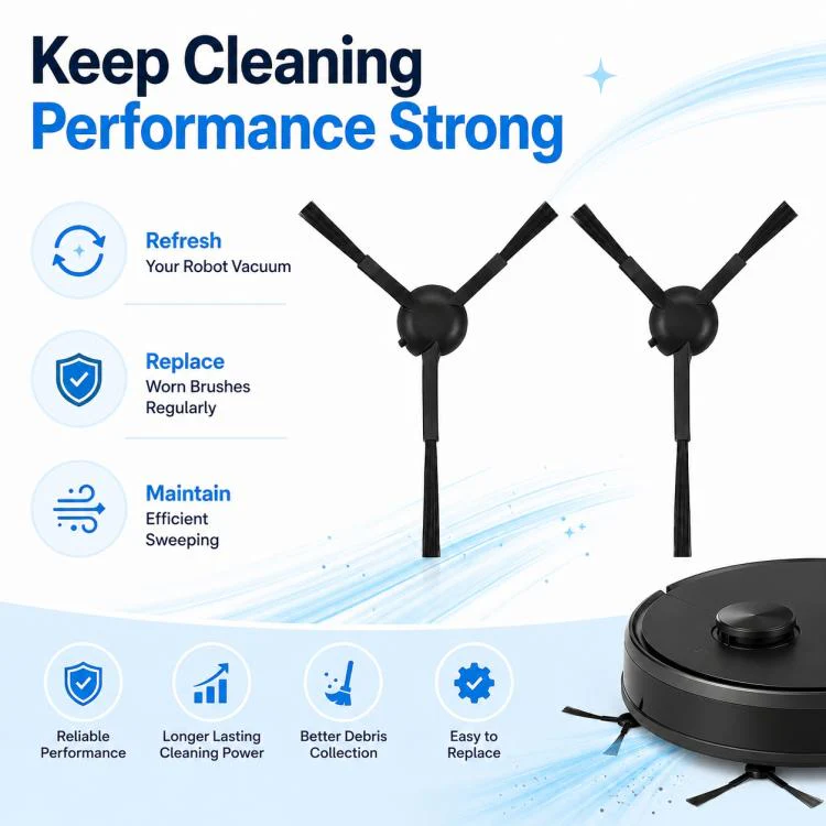 For Xiaomi Mijia Omni Robot Vacuum Mop B101CN / 1S / 2 / 2S Replacement Parts, Dual Black Side Brush - Image 8