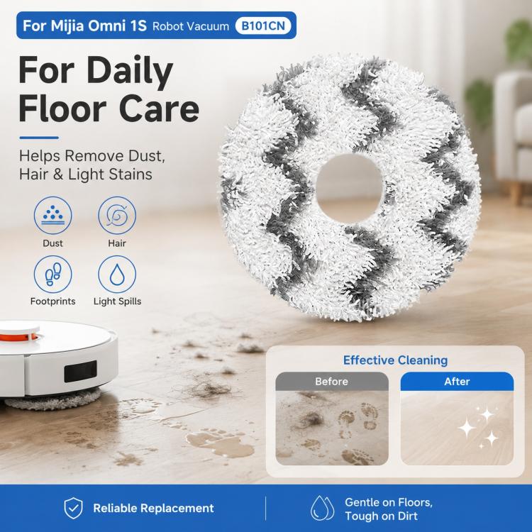 For Xiaomi Mijia Omni Robot Vacuum Mop B101CN / 1S / 2 / 2S Replacement Parts, Grey Striped Mop Pad - Image 5