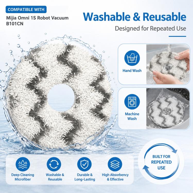 For Xiaomi Mijia Omni Robot Vacuum Mop B101CN / 1S / 2 / 2S Replacement Parts, Grey Striped Mop Pad - Image 6