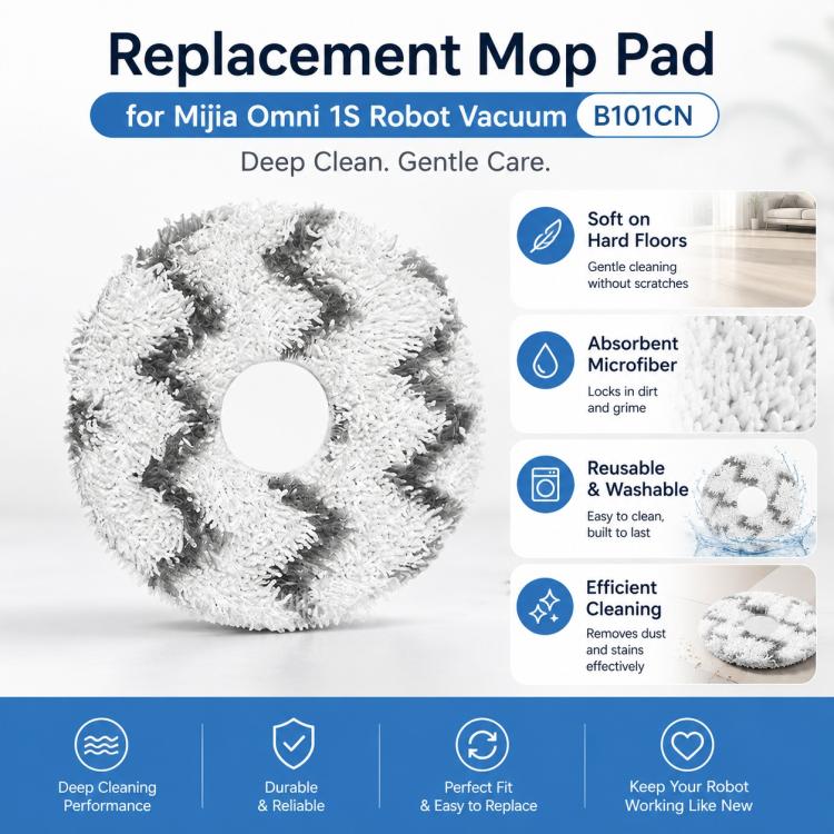 For Xiaomi Mijia Omni Robot Vacuum Mop B101CN / 1S / 2 / 2S Replacement Parts, Grey Striped Mop Pad - Image 8